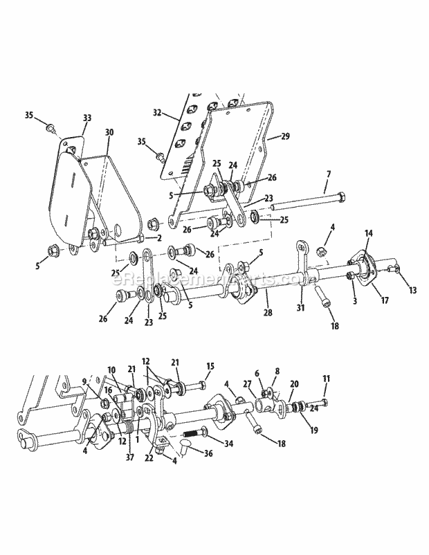 Pedal Controls Diagram and Parts List for S7237-KW 53CI8DU8050 Cub Cadet Sprayer